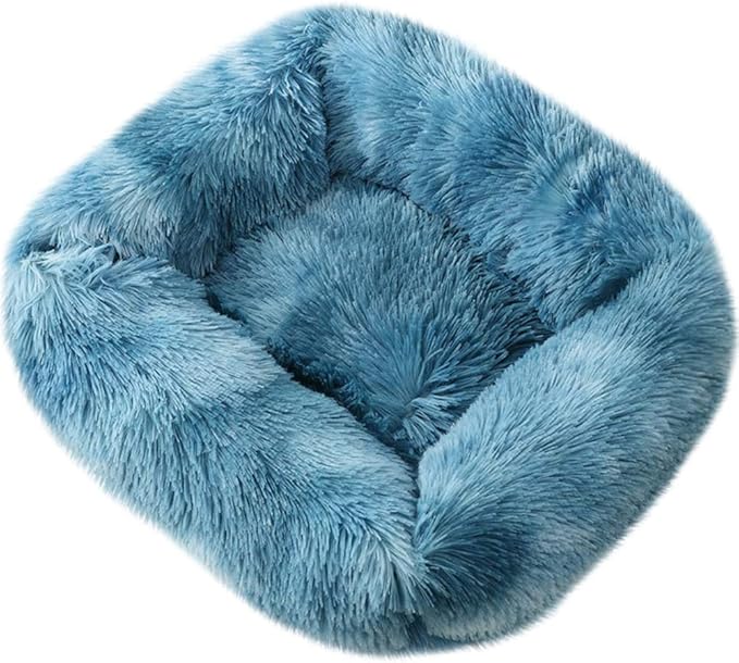 La La Pet® Donut Dog Cat Bed Cozy Cave Pet Bed Burrow Dog Bed Calming Cuddler Self-Warming Pet Bed Soft Plush Pet Cushion Improved Sleep for Cats Small Medium Dogs Gradient Blue XS