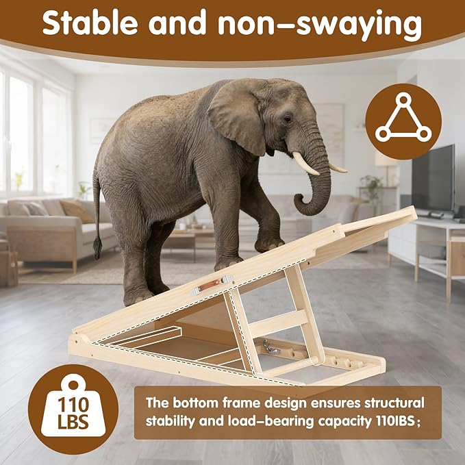 Dog Ramp for Couch, Adjustable Height from 18" to 23.6", Foldable Ramps for Pets to Get on Bed with Traction Rubber Mat, Wooden Portable Stairs for Small to Large Dogs
