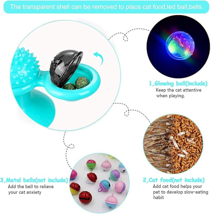 GBSYU Interactive Windmill Cat Toys with Catnip : Cat Toys for Indoor Cats Funny Kitten Toys with LED Light Ball Suction Cup‖Cat Nip Toy for Cat chew Exercise