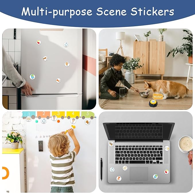 Pet Training Button Stickers, Creative DIY, Dog Emotional Expression Stickers, Let Your pet say What it Wants to do, with 25 Actions (Buttons not Included) (Colorful)