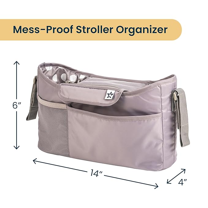 Tiny Twinkle Universal Stroller Organizer with Adjustable Strap - Waterproof Stroller Caddy Fits Baby Jogger, Nuna, Graco, Donna and Bugaboo Strollers (Luna）