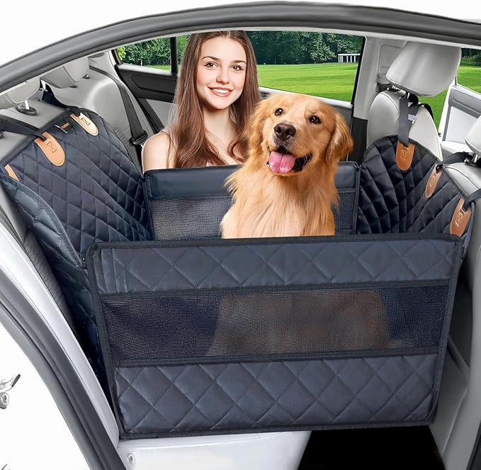 Dog car seat Cover for Back seat Hard Bottom Half Dog car seat Cover Passenger Friendly Back seat Extender for Dogs