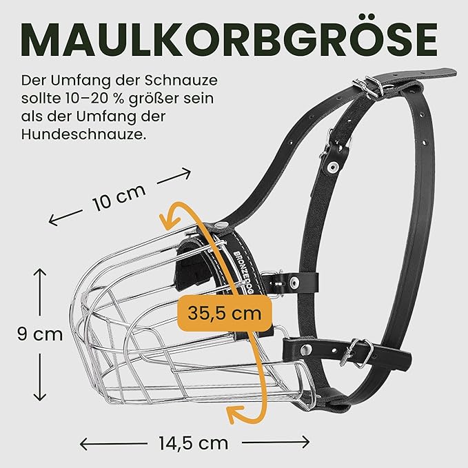 BRONZEDOG Pitbull Dog Muzzle Metal Mask Amstaff Wire Basket Pit Bull Adjustable Leather Straps for Large Dogs (Brown)