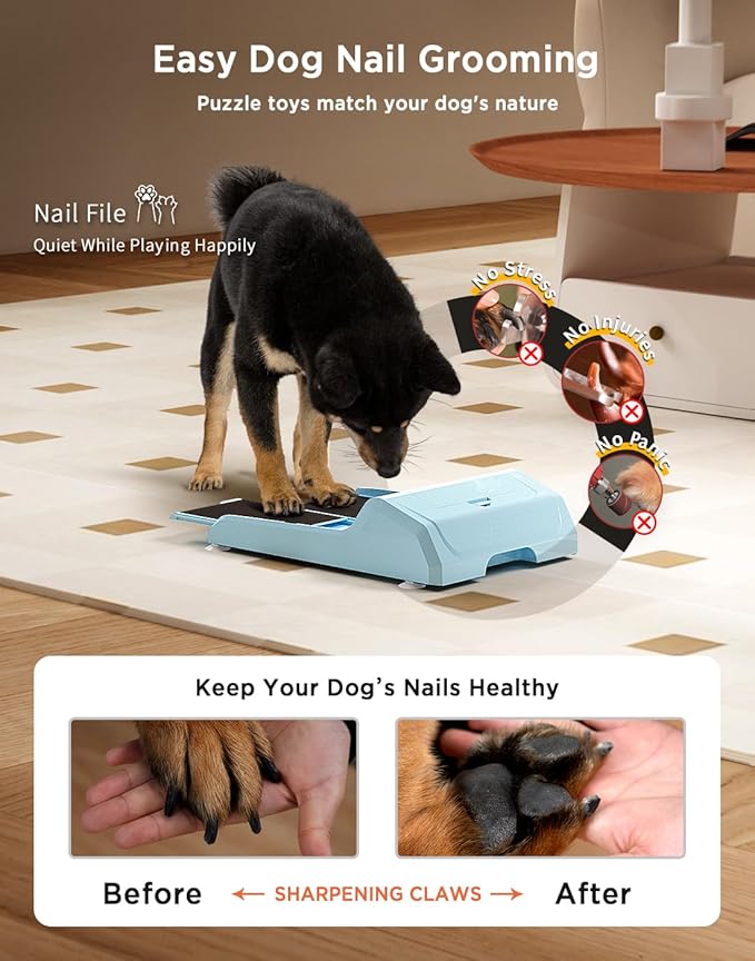 Dog Nail File Toy with 2 Dog Treat Puzzle, Interactive Dog Enrichment Toys for IQ Training, Dog Scratch Pad for Nails, Slow Feeder and 2 Level in 1 Dog Puzzle,Double Anti-Slip