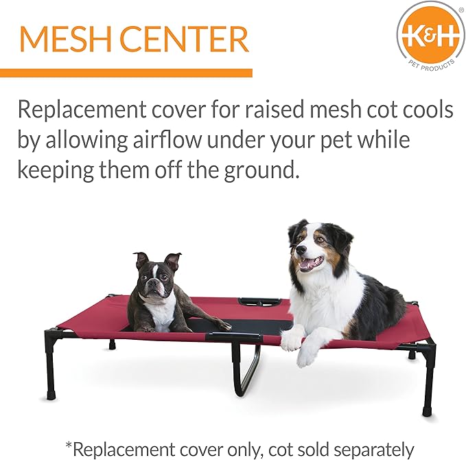 K&H Pet Products Original Pet Cot Replacement Cover (Cot Sold Separately) Red/Black X-Large 50 X 32 Inches