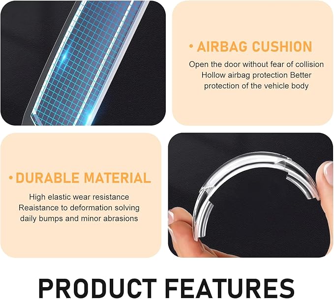4 PCS Car Door Bumper Protectors, Anti-Collision SRS Cushioning Strip, High Elasticity Waterproof Guard Sticker, Universal Self-Adhesive Protector Trim for Door Rearview Mirror (Transparent)