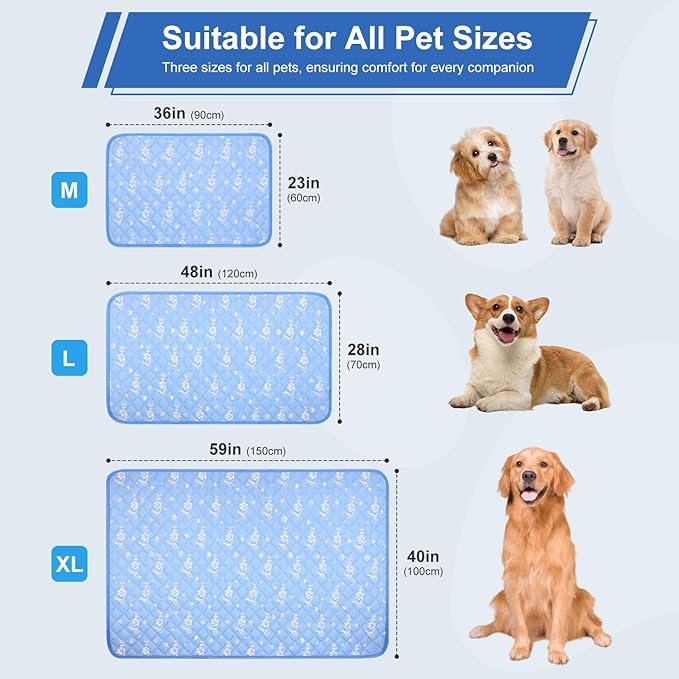MH MYLUNE HOME Dog Cooling Mat 59" x 40" Cool-Chill Cool Fiber & Endothermic Color Changing Double-Sided Cooling & Warm Dog Mat, Foldable Washable Summer Pet Blanket