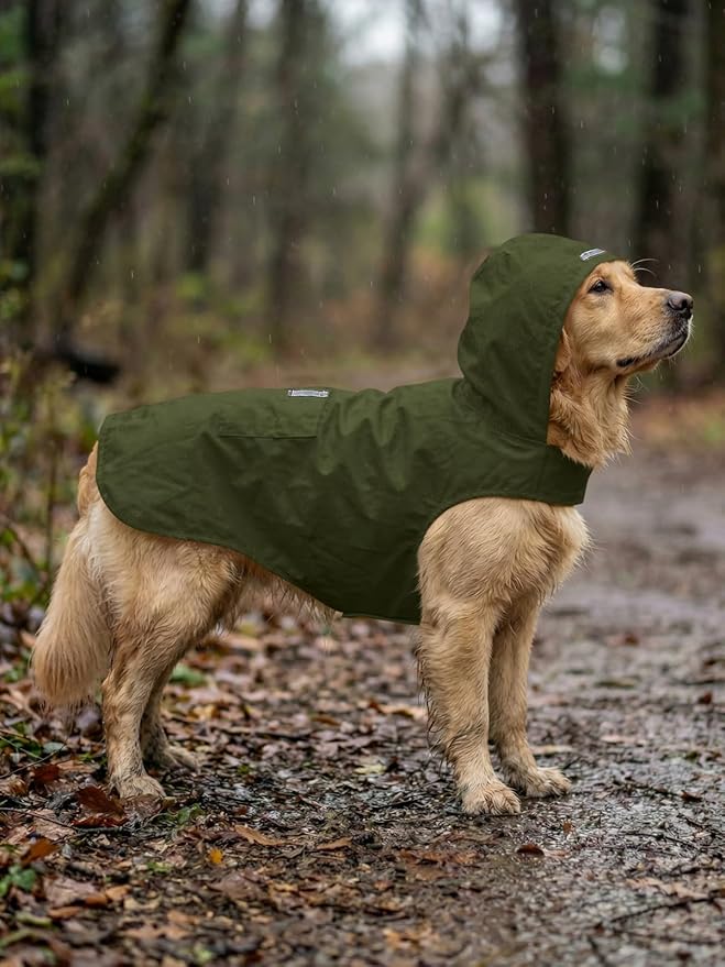 Dog Raincoat Reflective Adjustable Hooded Pet Rain Jacket Poncho with Leash Hole for Dogs S-5XL