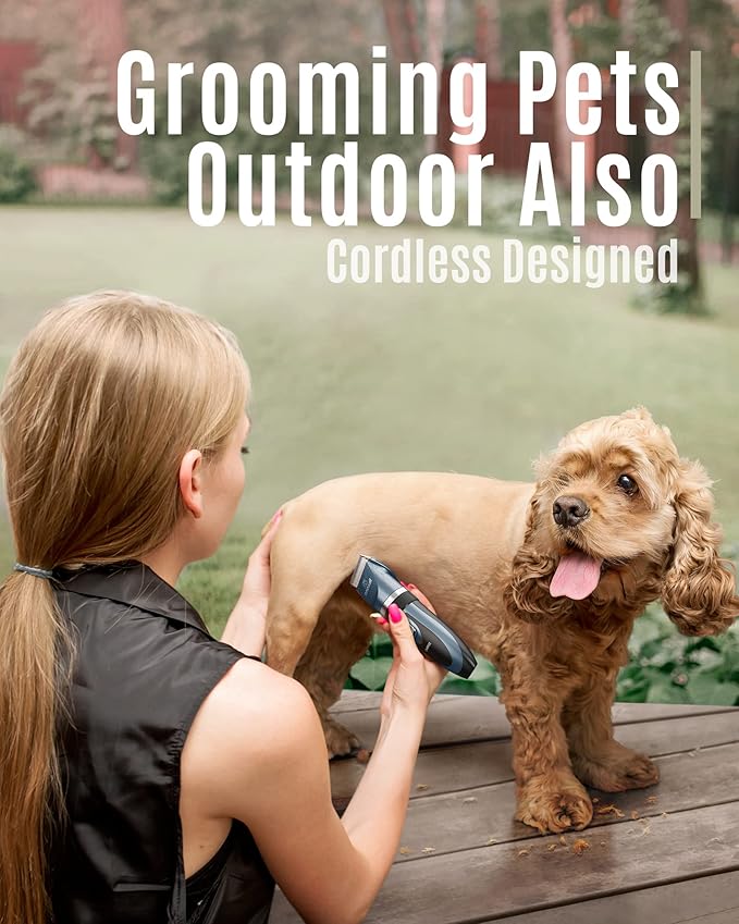 oneisall Dog Clipper Low Noise, Dog Grooming Kit with Rechargeable, Dog Shaver Cordless Electric Quiet Hair Clipper Set for Dog Cats Pets（Navy）