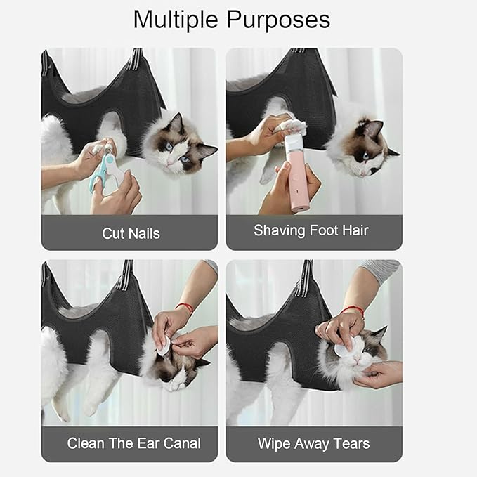 Haofy Pet Grooming Hammock Restraint Bag Multi Functional Cat Dog Grooming Sling Hanging Harness for Secure Nail Trimming Brushing Teeth Cleaning DIY for Pets at Home Salon (XS)