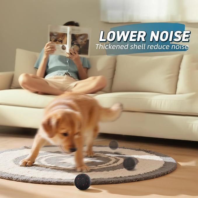 HETOO Interactive Dog Ball: Interactive Toys for Large Dogs- Moving Bouncing Smart Dog Toy Balls - ETPU Ball for Aggressive Chewers Small Medium Large Dogs to Keep Them Busy, Black