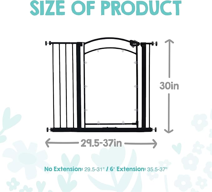 Regalo Safety 29.5–37” Clear Walk Through Baby Gate for Doorways & Bottom of Stairs, Pressure Mounted Baby Gate with Door for Toddlers & Pets, Tested & Trusted, American Designed, Family Owned
