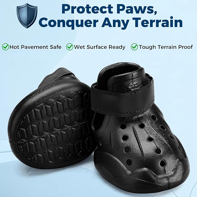 Dog Shoes for Dogs, Clogs Boots Booties Hot Pavement, Rain Waterproof Shoe Summer Sandals Puppy Breathable Doggie Doggy Light Water Up Sneaker (Black, Small)