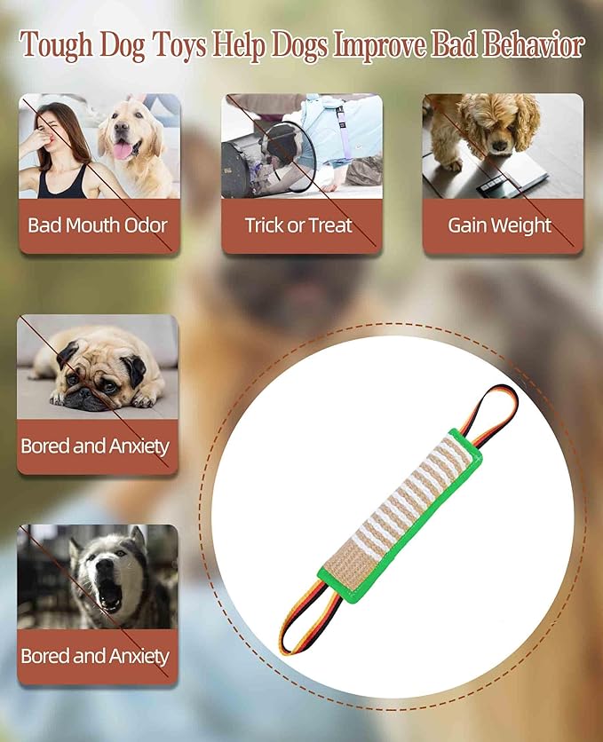 Clysoru Dog Tug Toy Tough Jute Bite Pillow Lasting Training Equipment Puppy to Large Dogs Interactive for Large and Small