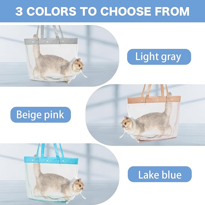 Soft Cat Tote Carrier, Breathable Mesh Pet Bag with Legs-Out Design, Foldable Cat Carrier for Walking, Suitable for Cats and Small Dogs up to 10 lbs Blue