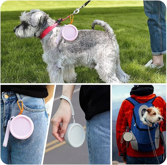 WALLFID Silicone Dog Treat Pouch Small Bag,with Pet Training Clicker,Walking Bag for Dog and Cat, Pocket Size, Easy to Clean, Odorless, Zipper Design,Moisture-Proof,Travel Walking Bag.(White)
