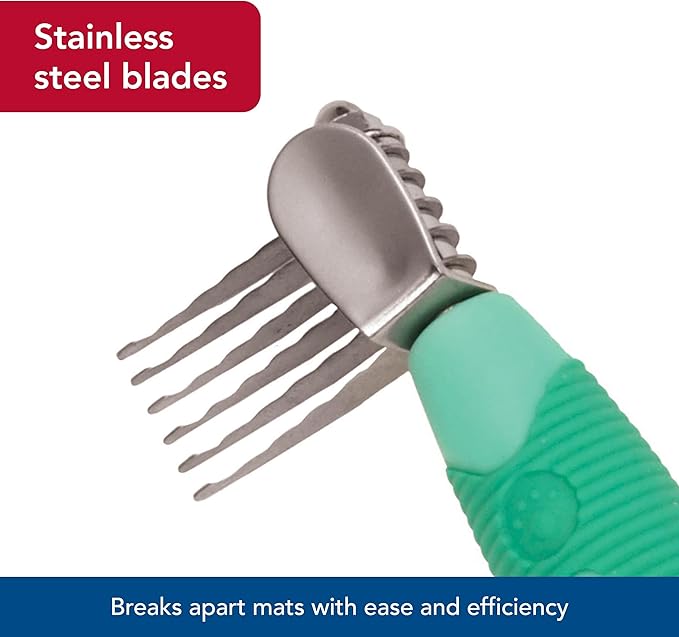 Coastal Pet Li'l Pals Stainless Steel De-Matting Comb - Easy-Grip Handle for Pet Grooming Small Dogs
