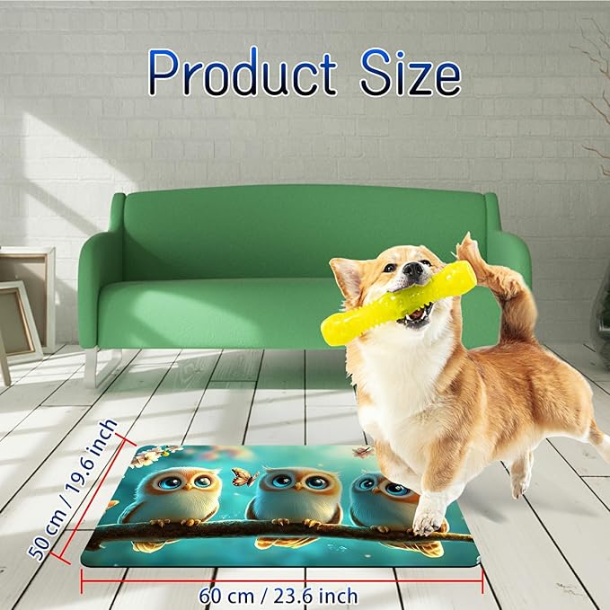 Dog Food Mat, 19.6" x 23.6" Absorbent Pet Feeding Mat for Food and Water, Waterproof Diatom Mud Pet Placemat with Non-Slip Rubber Backing, Easy Clean Cat Bowl Mat for Floors - Blue Baby Eagle