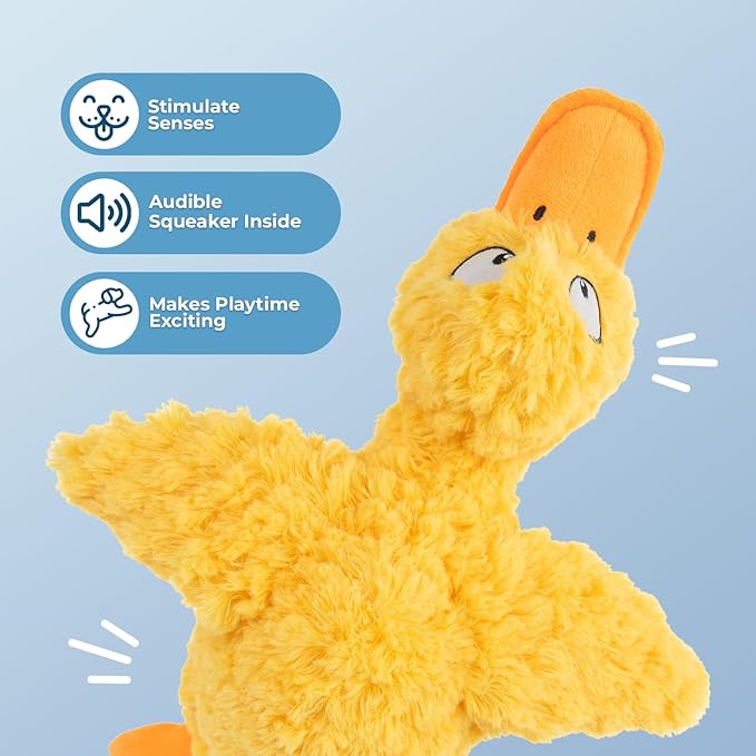 Best Pet Supplies 인터랙티브 삑삑이 강아지 츄잉 장난감, 츄어, 소형, 중형 및 대형견 및 페치 애호가를 위한 이상적인 강아지 장난감 - 더키 두들(옐로우), 스몰