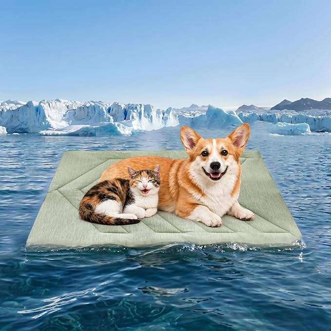 Cooling Mat for Dogs, Q-MAX>0.4 Dog Cooler Blanket for Crate, Summer Dogs Bed Pad, Washable Anti-Slip Pet Mats for Large Medium Dogs Sleeping, Multi-Use Kennel Pads for Truck Car Sofa