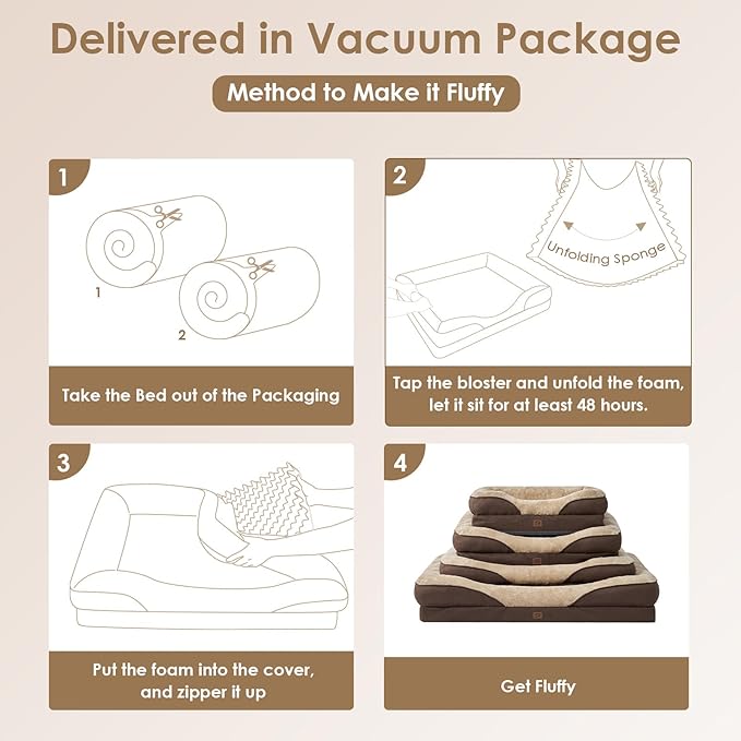EHEYCIGA Orthopedic Dog Bed for Medium Dog, 30x20 Inch Memory Foam Dog Couch Bed with Sides, Waterproof Liner & Washable Removable Cover, Bolster Pet Sofa, Brown