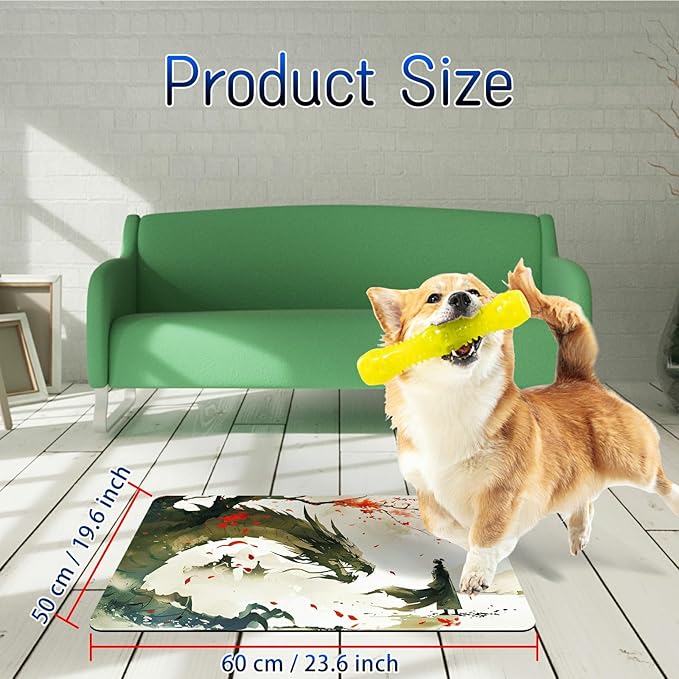 Dog Food Mat, 19.6" x 23.6" Absorbent Pet Feeding Mat for Food and Water, Waterproof Diatom Mud Pet Placemat with Non-Slip Rubber Backing, Easy Clean Cat Bowl Mat for Floors - Maple Dragon Man