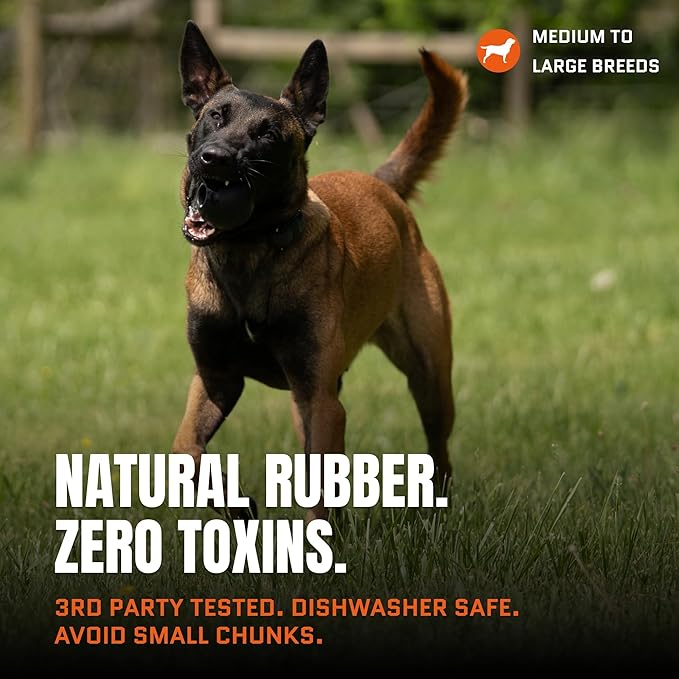 Monster K9 Scout Ball | Virtually Indestructible. Lifetime Guaranteed. | VULCRON™ Natural Rubber | Durable Dog Toy for Aggressive Chewers | Tough, Heavy Duty | Medium & Large Breed, 3" Pack of 2