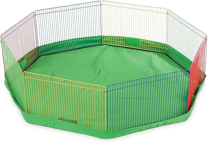 Prevue Pet Products Multi-Color Small Pet Playpen - Animal Pen for Rabbits, Guinea Pigs, Hamsters, Tortoises, Bunny Enclosure, Easy to Assemble, Indoor & Outdoor