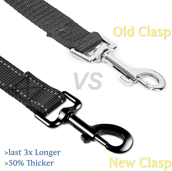 Dog Cat Safety Seat Belt Strap Car Headrest Restraint Adjustable Nylon Fabric Dog Restraints Vehicle Seatbelts Harness (Black)