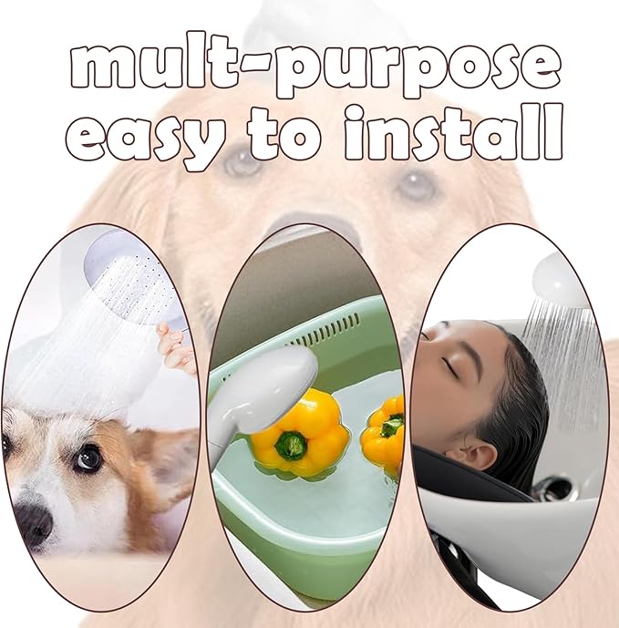 Milltrip Pet Shower Spray Head Hose - Push-On Faucet Attachment for Dog & Cat Bathing, Flexible Shower Hose, Universal Fit for Bath Tub/Sink Faucets (Single Tap Type)