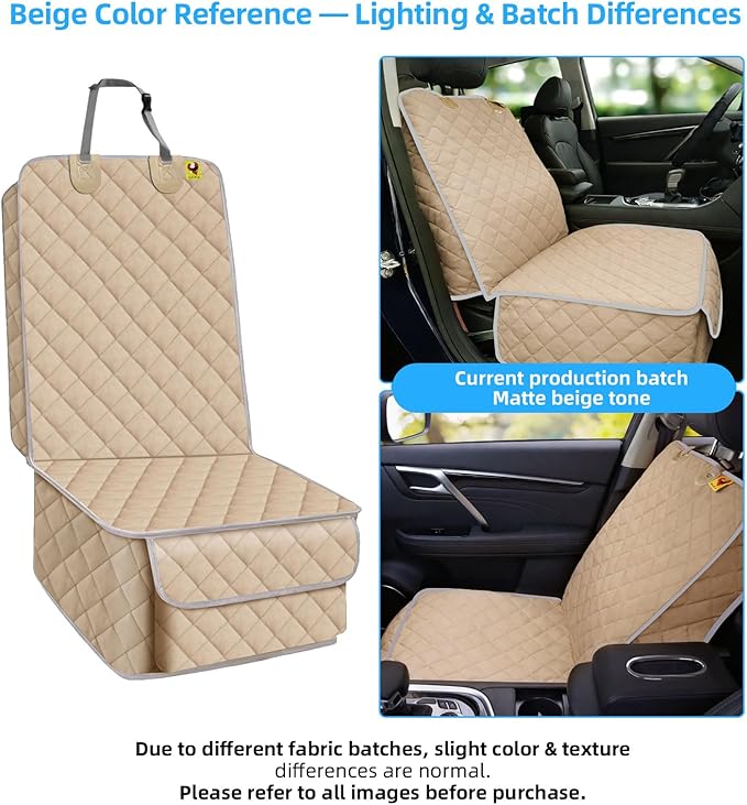 Bark Lover Deluxe Dog Seat Cover for Front Seat-More Durable Waterproof Front Seat Protector, High Heat Resistant and Nonslip Front Seat Cover for Dogs Kids, Universal Size (Beige MAT)