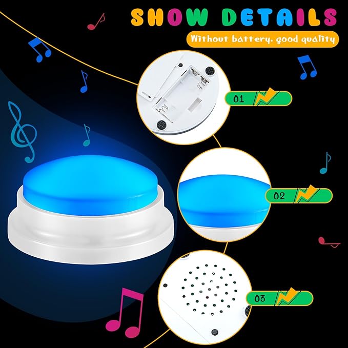 Honoson 8 Pack Recordable Answer Buzzers Button Custom Programmable Sound Buttons Funny Birthday Gifts for Family Trivia Nights Classroom Communication Study Home Office Game(Classic Color)