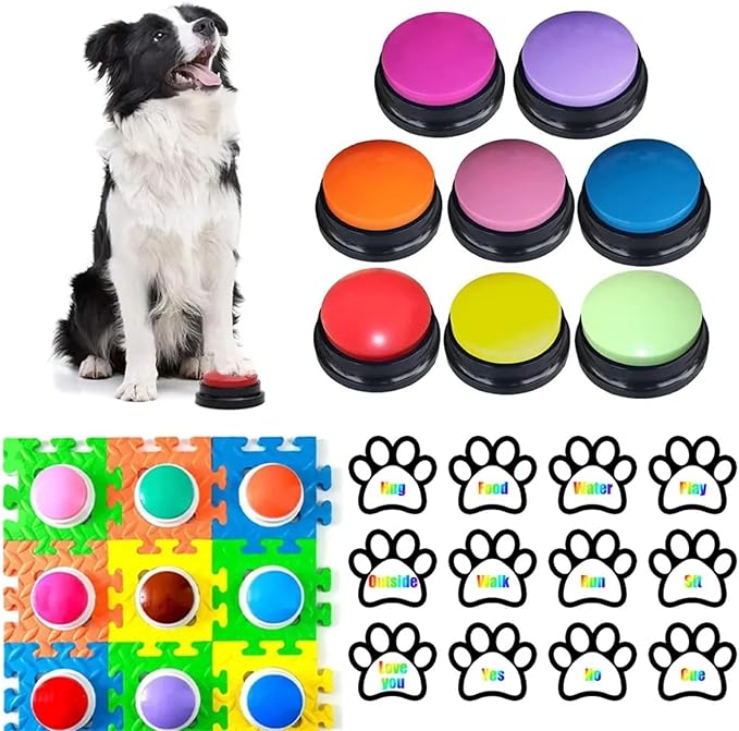 Pet Pressing Sound Toys Recordings Box Pads Dog Communication Buttons Recording Boxs Stickers Dogs Interactive Trainers Supplies (Green Cushion)