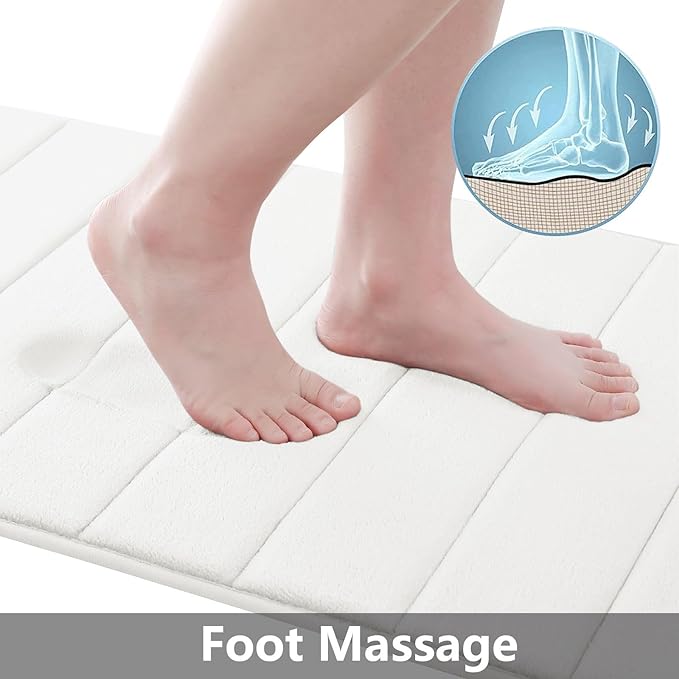 Buganda Memory Foam Bath Mat, 30" x 20", Ultra Soft and Non-Slip Bathroom Rugs, Water Absorbent and Machine Washable Bath Rug for Bathroom, Shower, and Tub, Ivory
