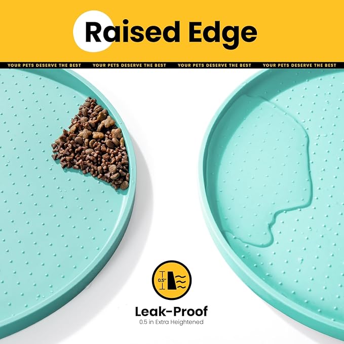 Conlun Silicone Dog Food Mat,1/2 Inch Raised Edges Waterproof Rubber Pet Feeding Mat for Dog and Cat, Anti-Slip Pet Bowl Mat,Dishwasher Safe