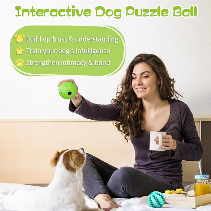 HIPPIH Indestructible Squeaky Dog Toys, Interactive Dog Balls 2 Pack, Dog Chew Toys for Aggressive Chewers, Natural Rubber Puppy Toys for Large/Medium Dogs, Tough Puppy Teething Toys, Relieve Anxiety