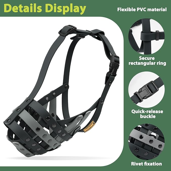 Mayerzon Pitbull Muzzle for Large Medium Sized Dogs to Prevent Biting Scavenging, Basket Muzzle for Rottweiler Staffordshire Terrier in Grooming Training, Allow to Pant Drink, Lightweight and Sturdy