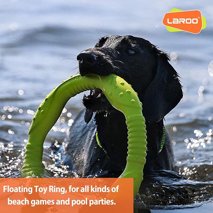 LaRoo Dog Flying Ring Toys, Floating Flying Disc Toys, Summer Pet Training Outdoor Durable Chew Toys for Medium and Large Dogs (Medium Green/22cm)