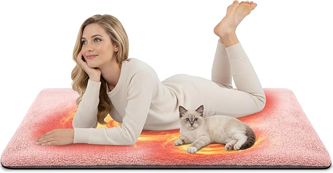 Large Self Heating Cat Dog Pad Mat 59''x27.5'' Non Electric Jumbo Washable Heated Thermal Sleeping Blankets for Adult Pet Bed Gifts Safe Use Indoor Outdoor Camping Furniture
