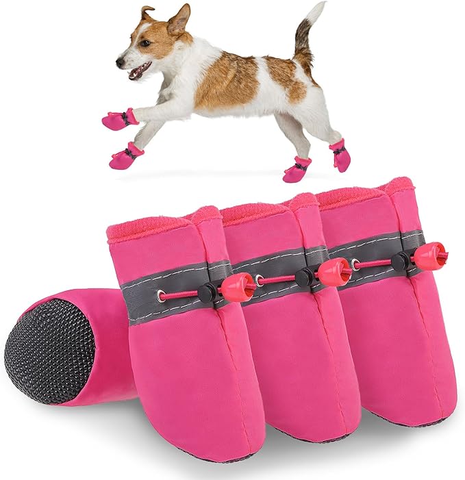 SCENEREAL Dog Shoes for Hot Pavement for Small Medium Dogs Paw Protectors, Summer Heat Boots Resistant Waterproof Soft Outdoor Walking Indoor Hardfloors, Pink Size 3
