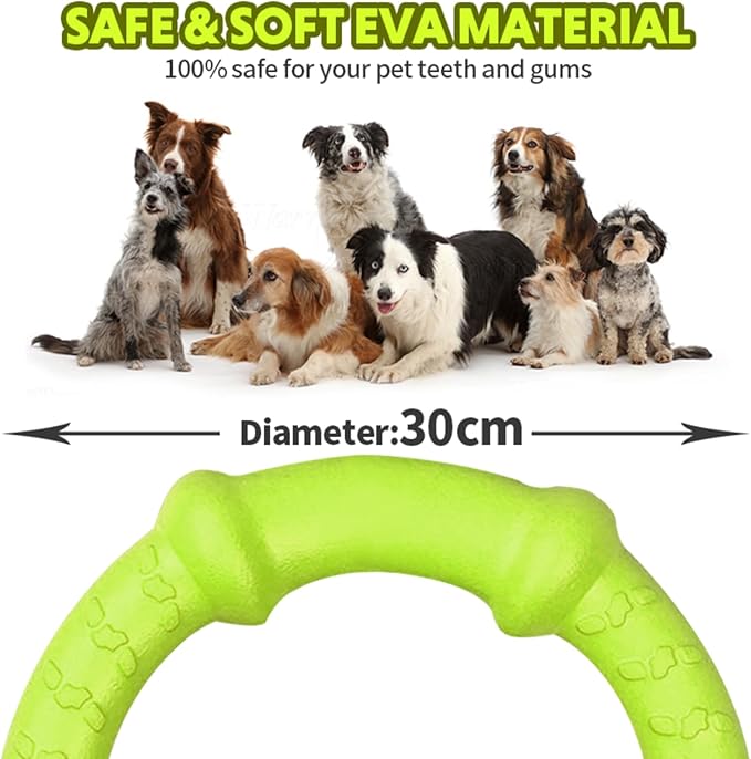 LaRoo Dog Toys for Medium/Large Dogs, Floatable Dog Flying Discs 3 Sizes Tug Toy, Interactive and Tug of War Ring Toy, Funny Fetch Teething Toys (Green, 11.8“)