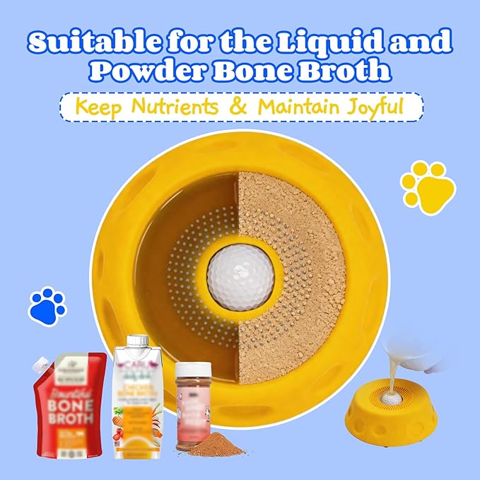 Dog Lick Bowl with Ball, Slow Feeder Lick Ball Bowl for Dogs, Dog Licking Bowl with Rolling Ball, Slow Feeder Ball Bowl to Slow Pet Eating, Rolling Ball Dog Bowl Give Pet More Time to Enjoy Eating