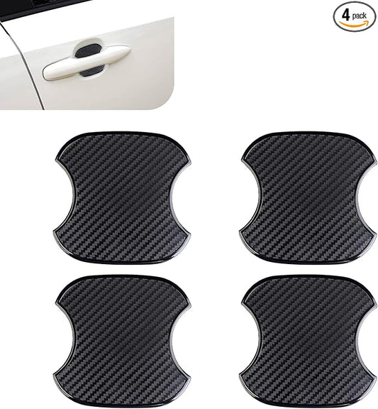 4PCS Car Door Handle Cup Scratch Protector, 3D Carbon Fiber Auto Door Bowl Sticker, Universal Anti-Scratch Doors Handle Paint Protection Film, for Most Vehicles (Medium)