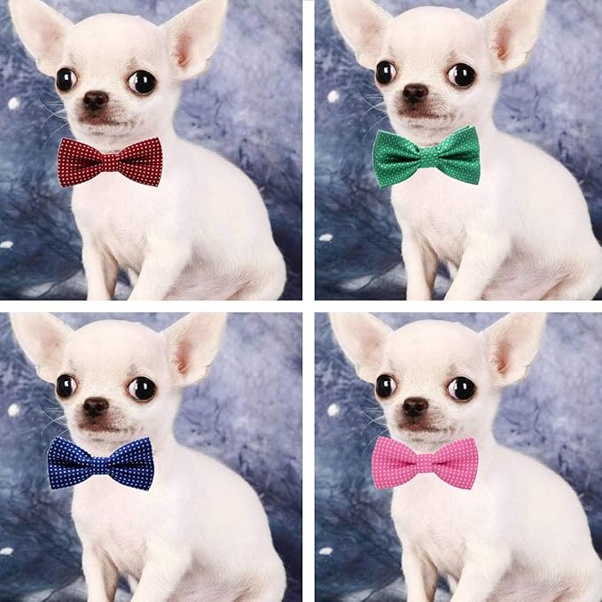 VICTHY Pet Bow Tie, Colorful Polka Dots Adorable Collar Butterfly Knot Puppy Adjustable Bow Ties for Dogs/Big Cats/Other Pets