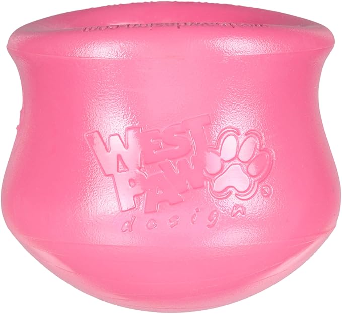 WEST PAW Zogoflex Toppl Interactive Treat Dispensing Puzzle Dog Toy for Mental Stimulation & Enrichment-Holds Kibble & Treats-Lickable, Freezable & Dishwasher Safe-Made in USA-Small-Geranium