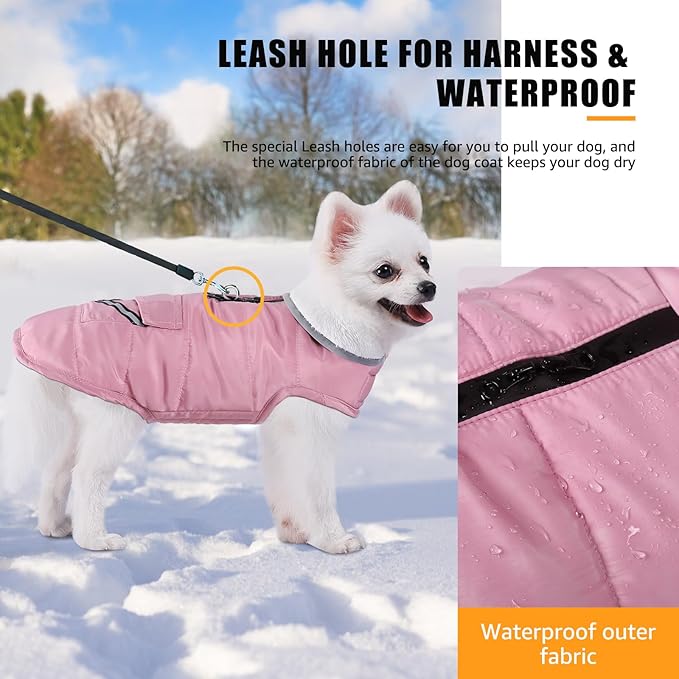 Dog Winter Coats with Fleece Vest,Waterproof Warm Dog Snow Jacket Windproof, Reflective Adjustable Pet Dogs Cold Winter Coat for Dogs Girl Boy