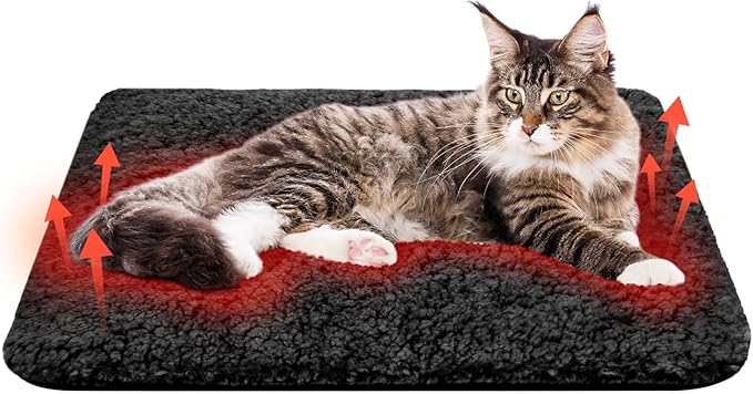 Self Warming Cat Bed Pad Self Heating Pet Mat Warmer Bed Mat for Feral and Indoor Washable Thermal Pet Kennel Pad with Anti-Slip Bottom(Black,16 x 20 Inch)