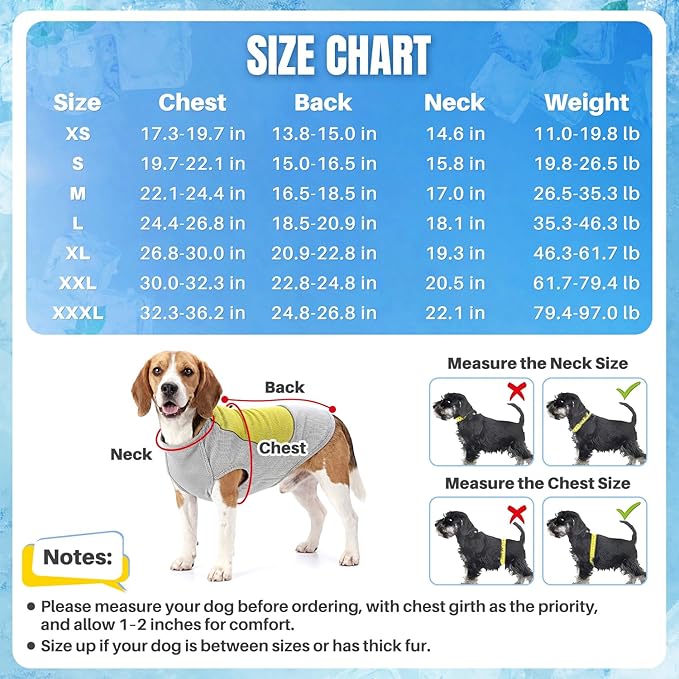 SlowTon Dog Cooling Vest - with Ice Pack Pocket, 3-Layer Evaporative Cooling Jacket with Reflective Stripes, Lightweight Breathable Summer Pet Clothes for Small, Medium and Large Dogs (Yellow, 2XL)