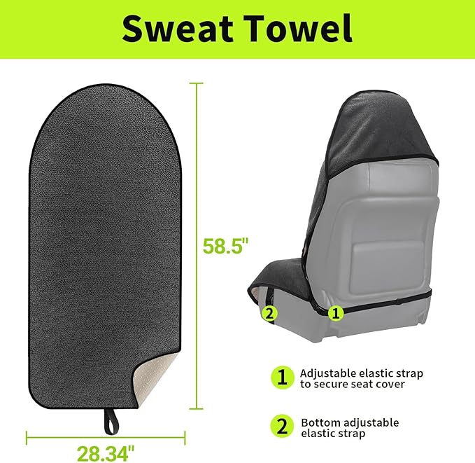 Leader Accessories Grey Waterproof Towel Auto Car Seat Cover Protector Machine Washable - Fit Yoga Running Crossfit Athletes Beach Swimming Outdoor Sports