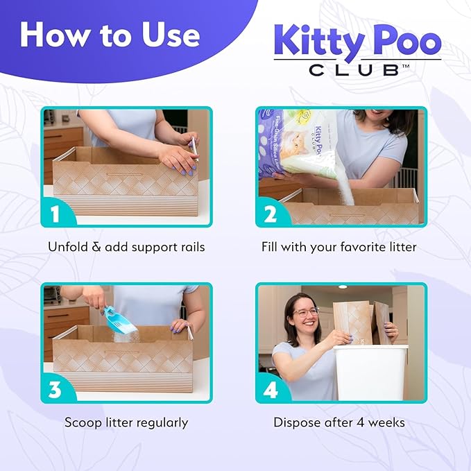 Kitty Poo Club Disposable Cat Litter Box 2-Pack, Patented Leak-Proof Design, 2-Months Odor Control, Made in USA, Perfect for Travel & Multi-Cat Homes